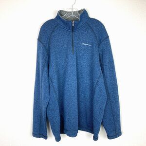 Eddie Bauer Men's Pullover 1/4 Zip Sweater Size 2XL Blue Fleece Jacket Shirt